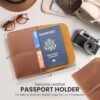 Leather Passport Holder with Travel Wallet, Genuine Leather Passport Cover- Passport Wallet, Leather Folding Wallet for Passports (Strap, Brown) - Image 2