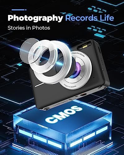 Digital Camera,Kids Camera with 32GB Card,Nsoela FHD 1080P 44MP Compact Vlogging Camera,Point and Shoot Camera 16X Digital Zoom, Portable Mini Kids Camera for Teens Students (Black) - Image 2