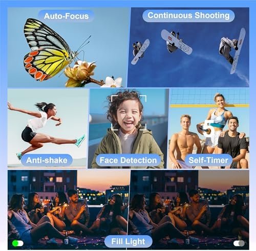 Camera for Photography, 4K Digital Camera Anti-Shake 56MP Compact Video Camera with 18X Digital Zoom, Travel Autofocus WiFi Vlogging Camera Point and Shoot Camera with 64GB TF Card, 2 Batteries - Image 4