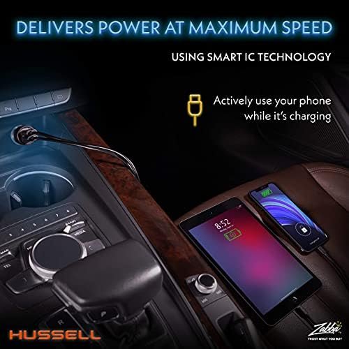 Hussell Car Charger Adapter - 3.0 Portable USB w/Fast Charge Technology & Dual Ports - Compatible w/Apple iPhone, Android, Tablet or Other USB Device - White Elephant, Stocking Stuffers - Image 7