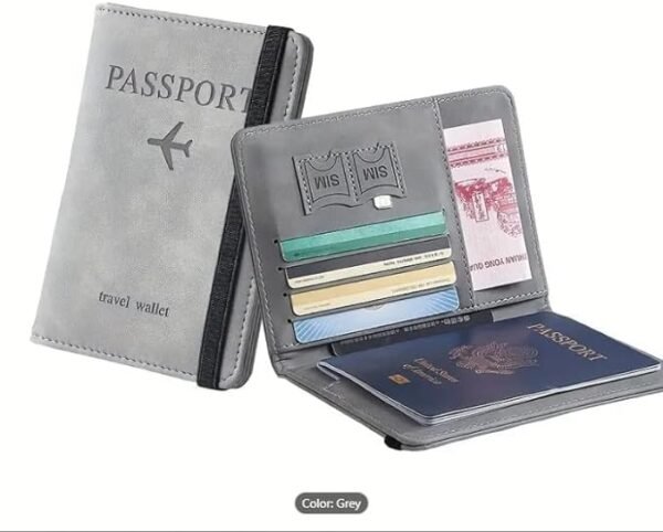 Passport Holder,RFID Thin Passport Wallet, Leather Surface, Multi Functional Wallet, Travel Passport Holder, Cute Card Holder (Gray,Pink) (Pink) - Image 3