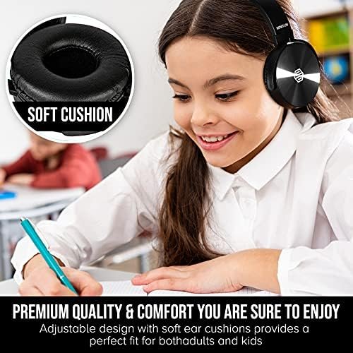Sonitum Premium Classroom Headphone & Mic Set 3.5mm Jack Stereo Sound Earphones with Microphone & Soft Swivel On Ear Pads- Perfect for E-Learning, Meetings, Calls - Bulk Pack of 5 (Black) - Image 4