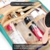 Travel Hanging Toiletry Bag for Women, Holds Full-Size Shampoo, with Jewelry Organizer Compartment, Extra Large Waterproof Cosmetic Makeup, Toiletries Kit Set with Trolley Belt, Blue - Image 6