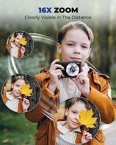 Digital Camera,Kids Camera with 32GB Card,Nsoela FHD 1080P 44MP Compact Vlogging Camera,Point and Shoot Camera 16X Digital Zoom, Portable Mini Kids Camera for Teens Students (Black) - Image 4