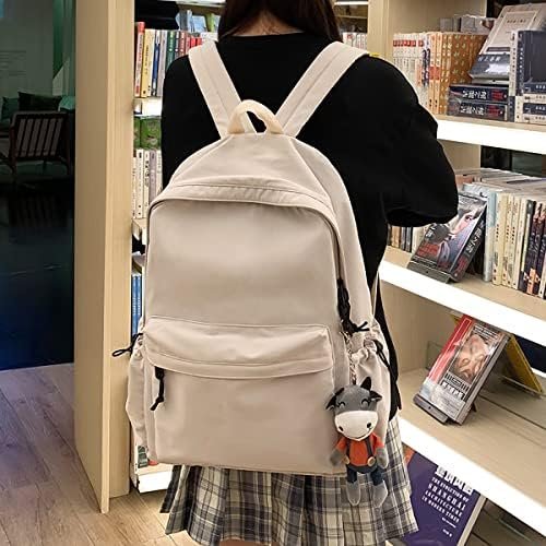 PAUBACK Beige School Backpack for Girls Water Resistant High School Book Bag Simple Backpack for Teens Boys Girls, Lightweight Simple Middle School Back Pack Daypack - Image 3