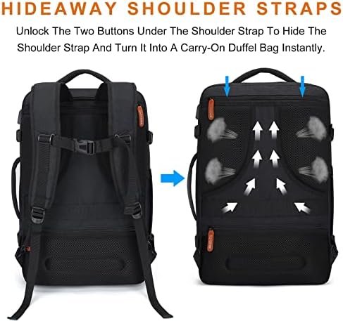 Carry on Travel Backpacks, Extra Large 40L Flight Approved for Men & Women,Expandable Suitcase With 4 Packing Cubes,Water Resistant Luggage Daypack Business Weekender Bag,Black - Image 4