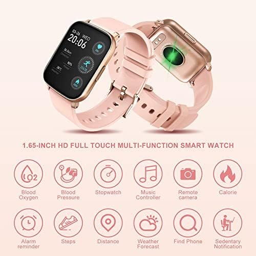Smart Watch for Android Phones iPhone Compatible, 1.65”Smartwatch Activity Tracker Fitness Smart Watches for Women Men,IP68 Waterproof Watch Pedometer Heart Rate Sleep Monitor (Pink) - Image 2