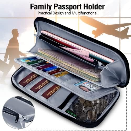 BKNOOU Passport Holder Family Rfid Blocking Travel Document Organizer,Travel Passport Wallet Waterproof Multiple Passport Holder for Traveling,Passport Organizer for Men Women - Image 2