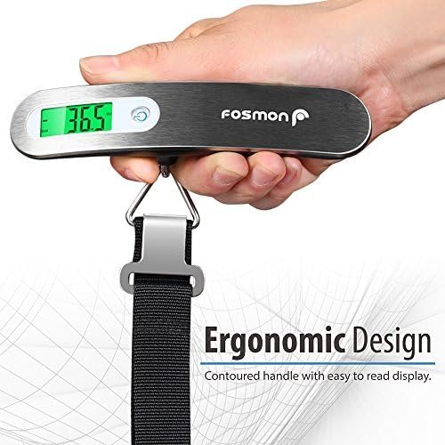 Fosmon Digital Luggage Scale (2 Pack) Digitial LCD Display Backlight Baggage Scale with 110lbs Capacity, Portable Stainless Steel Hanging Luggage Weight Scale with Tare Function for Travelers - Silver - Image 3