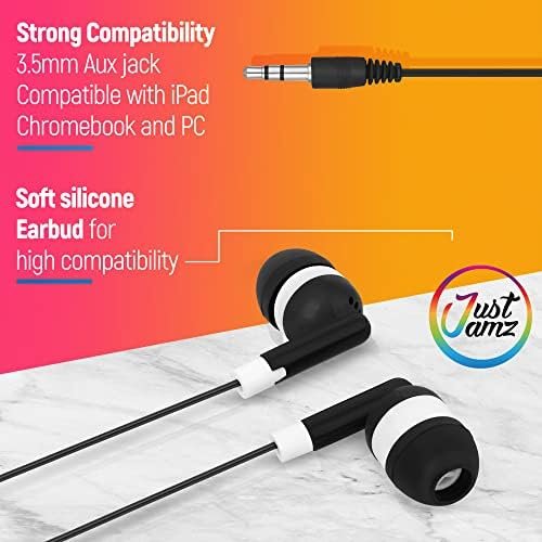 Bulk Earbuds 100 Pack | Basic Ear Bud, Black Dot in-Ear Earphones, Disposable Headphones, Class Headphones Set for Students, Earphones for Class, Kids, Classroom, Library, Wired Earbuds - Image 2