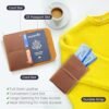 Leather Passport Holder with Travel Wallet, Genuine Leather Passport Cover- Passport Wallet, Leather Folding Wallet for Passports (Strap, Brown) - Image 3