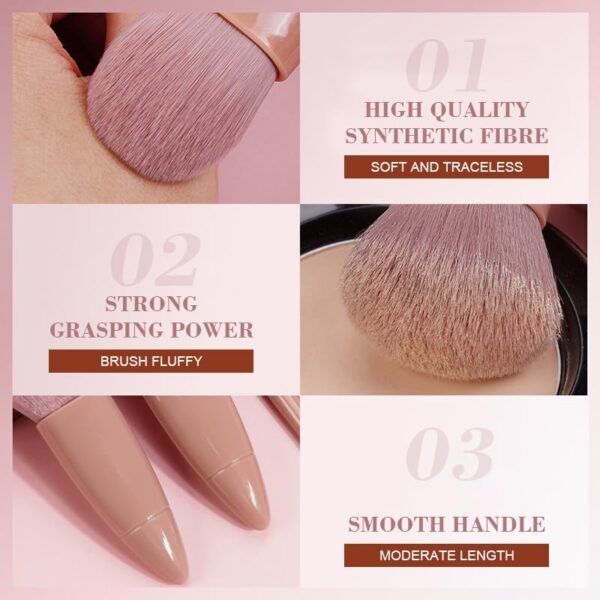 Travel Makeup Brush Set 5PCS Mini Makeup Kit Portable Complete Function Cosmetic Brushes Kit Cheap Makeup Brush Kit Cute Makeup Brush for Eyeshadow, Powder, Foundation, Blush(5pcs+Mirror) - Image 5