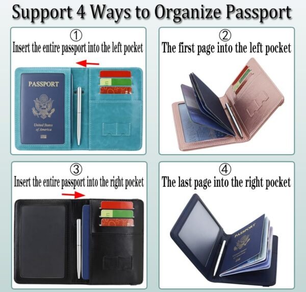 ACdream Passport and Vaccine Card Holder Combo, Cover Case with CDC Vaccination Card Slot, Leather Travel Documents Organizer Protector, with RFID Blocking, for Women and Men, - Image 9