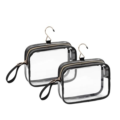 TSA Approved Toiletry Bag, 2 Pack Clear Toiletry Bags with Hook, Quart Size Clear Makeup Bags, Travel Makeup Cosmetic Bag for Women Men, Carry on Airport Airline Compliant Bag - Image 8