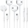 2 Packs USB C Headphones for iPhone 15 Earbuds with Microphone & Volume Control HiFi Stereo Type C Earphones for Galaxy S23/S22/S21/S20/Ultra Note 10/20, for iPad Pro Pixel 7/6/6a/5/4 OnePlus 9 8