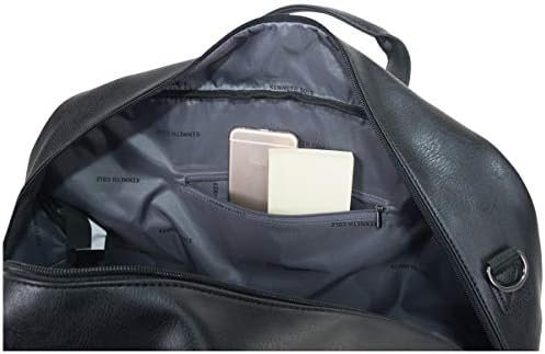 Kenneth Cole REACTION Port Stanley Duffel Pebbled Vegan Leather Carry On Shoulder Duffle Travel Bag, Black, 15" Laptop - Image 5