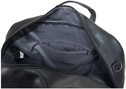 Kenneth Cole REACTION Port Stanley Duffel Pebbled Vegan Leather Carry On Shoulder Duffle Travel Bag, Black, 15" Laptop - Image 12