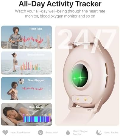 Smart Watch for Women Men Answer/Make Calls/Quick Text Reply/AI Voice, Smartwatch for Android Phones iPhone Samsung Compatible IP68 Fitness Tracker Heart Rate Blood Oxygen Sleep Monitor Circle - Image 3