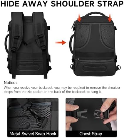 DEEGO Travel Backpack for Men Women, Airline Approved Carry on Backpack with a Toiletry Bag, Travel Essentials, College Backpack with a Anti-Theft Pocket, Gifts for Men Women, Black - Image 5