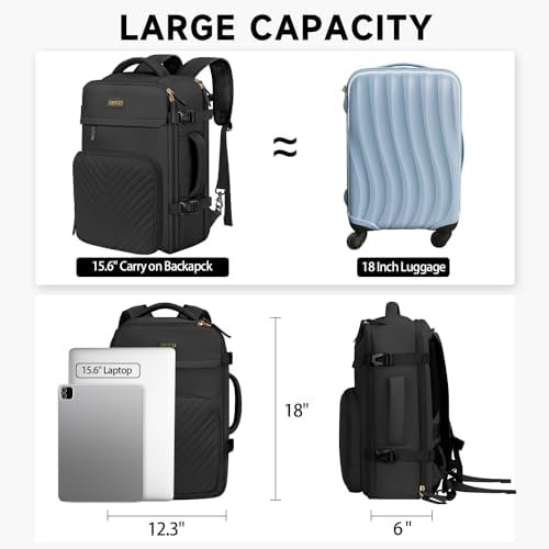 DEEGO Travel Backpack for Men Women, Airline Approved Carry on Backpack with a Toiletry Bag, Travel Essentials, College Backpack with a Anti-Theft Pocket, Gifts for Men Women, Black - Image 2