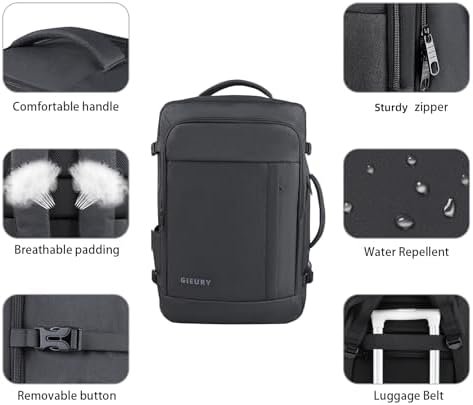 Carry On Backpack, 50L Travel Backpack, Luggage Backpack TSA Flight Approved Laptop Backpack for Men & Women, Large Expandable Backpack 40L Daypack Lightweight Business Weekender Bag, Black - Image 2