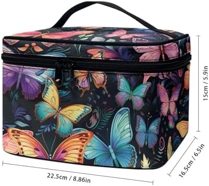 Colorful Butterfly Makeup Bag Skincare Bag Large Capacity Travel Toiletry Bag Easy to Take Can Hold Makeup Brushes Skincare with Handle for Jewelry, Lipstick, Cosmetic Box - Image 6