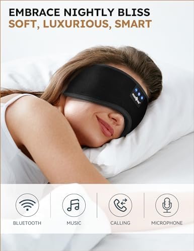 MUSICOZY Sleep Headphones Bluetooth 5.2 Headband Sleeping Eye Mask for Mom Women Men Wireless Music Earbuds Earphones for Side Sleepers Built-in HD Speakers Cool Gadgets Unique Gifts - Image 2