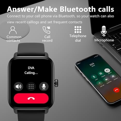 KEEPONFIT Smart Watch Answer/Make Calls, 1.85" Aluminum Case Alexa Built-in Fitness Watch IP68 Waterproof/100 Sports Modes/Heart Rate for iOS/Android - Image 3