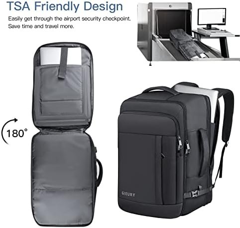 Carry On Backpack, 50L Travel Backpack, Luggage Backpack TSA Flight Approved Laptop Backpack for Men & Women, Large Expandable Backpack 40L Daypack Lightweight Business Weekender Bag, Black - Image 5