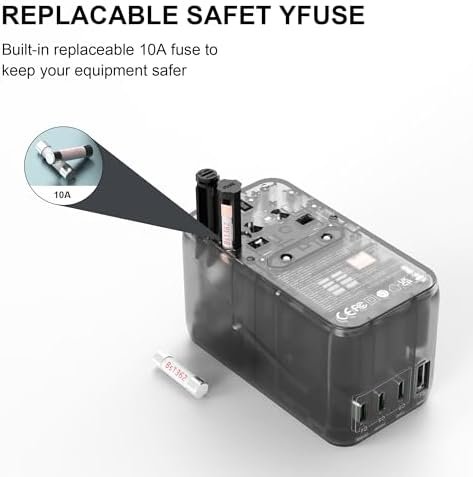 CHIPOFY Universal Travel Adapter, 100W International Plug Adapter, 3 USB C 1 USB A Ports, All-in-one Travel Charger Outlet Converter for Europe UK EU AUS (Type C/G/A/I) - Image 5