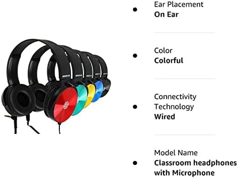 Classroom Headphones-Bulk 10-Pack, Student On Ear Color Varieties- Comfy Swivel Earphones for Library, School, Airplane, Kids-for Online Learning and Travel, HQ Stereo Sound 3.5mm Jack (Colorful) - Image 7
