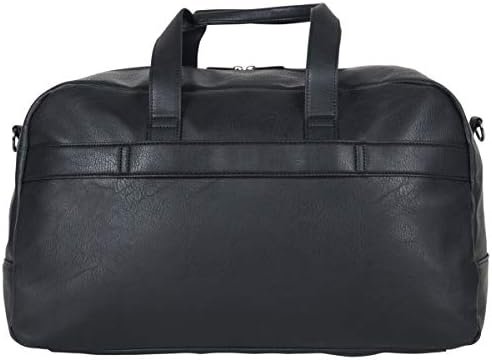 Kenneth Cole REACTION Port Stanley Duffel Pebbled Vegan Leather Carry On Shoulder Duffle Travel Bag, Black, 15" Laptop - Image 2