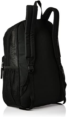JanSport Eco Mesh Backpack Black, 17” x 12.5” x 6” - Semi-Transparent Bookbag for Adults with Laptop Sleeve, Padded Back Panel - Large Backpack - Image 2