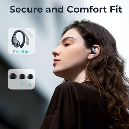occiam Bluetooth Headphones Wireless Earbuds 90Hrs Playback Sport Ear Buds with Earhook LED Display Charging Case IPX7 Waterproof Earbud Deep Bass Running Earphones for iOS Android Cellphone,Black - Image 4