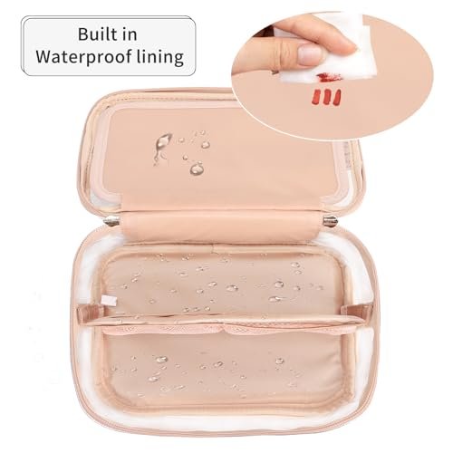 OCHEAL Clear Makeup Bags,Portable Cosmetic Bag Travel Makeup Organizer case Make Up Bag for Women and Girls Cosmetics Toiletries Brushes Slots and Divider-Clear Rose Gold - Image 4