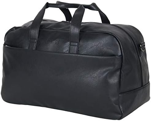 Kenneth Cole REACTION Port Stanley Duffel Pebbled Vegan Leather Carry On Shoulder Duffle Travel Bag, Black, 15" Laptop - Image 10