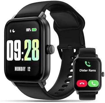 KEEPONFIT Smart Watch Answer/Make Calls, 1.85" Aluminum Case Alexa Built-in Fitness Watch IP68 Waterproof/100 Sports Modes/Heart Rate for iOS/Android