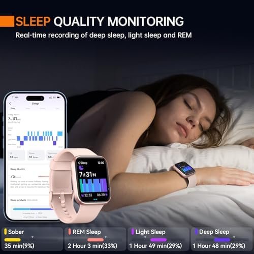 aeac Smart Watches for Women Alexa Built-in 1.8" Full Touch Screen Fitness Watch with Heart Rate/SpO2/Sleep Monitor, Bluetooth Calls, 100 Sport Modes, IP68 Waterproof Smartwatch for iPhone Android - Image 7