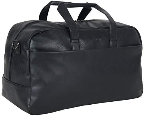 Kenneth Cole REACTION Port Stanley Duffel Pebbled Vegan Leather Carry On Shoulder Duffle Travel Bag, Black, 15" Laptop - Image 9