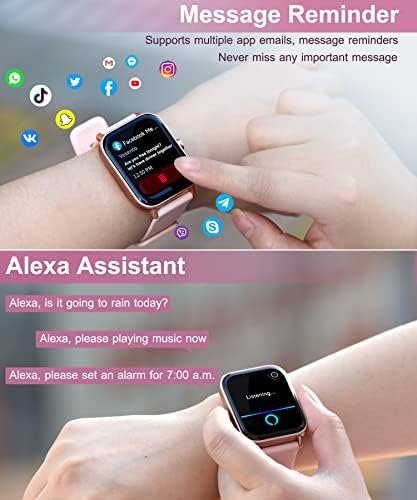 Smart Watch for Men Women with Bluetooth Call,Alexa Built-in,1.8" DIY Dial Fitness Tracker with Heart Rate Blood Oxygen Sleep Monitor 100 Sports Modes IP68 Waterproof Smartwatch for Android iOS(Black) - Image 7