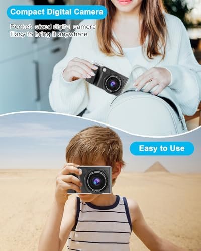 4K Digital Camera for Photography Autofocus,Macro Digital Camera for Kids with SD Card,48MP Vlogging Camera for YouTube,Compact Digital Camera with 18X Digital Zoom, Flash, Anti-Shake, 2 Batteries - Image 6