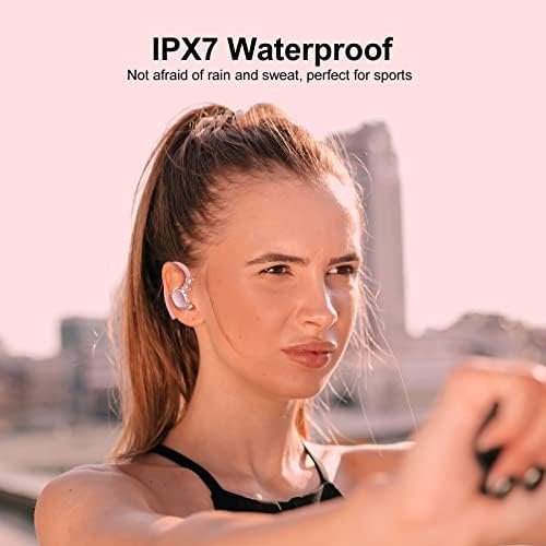 Ear buds Wireless Earbuds, HiFi Stereo Bluetooth 5.3 Running Headphones with Dual LED Display 30Hrs Playtime, Built-in Mic, Type-C, in-Ear Bluetooth Earphones with Earhooks for Sport, Rose Gold - Image 7