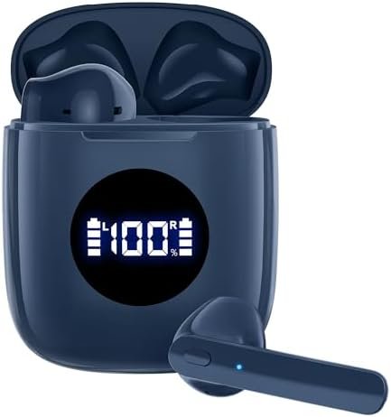 CAPOXO Wireless Earbuds Bluetooth 5.3 Headphones 60Hrs Battery Life with Wireless Charging Case & LED Power Display Deep Bass Waterproof Earphones Microphone Stereo Headset for Android TV Phone Tablet