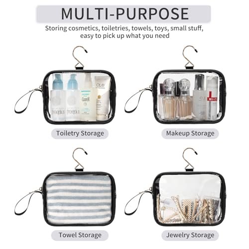 TSA Approved Toiletry Bag, 2 Pack Clear Toiletry Bags with Hook, Quart Size Clear Makeup Bags, Travel Makeup Cosmetic Bag for Women Men, Carry on Airport Airline Compliant Bag - Image 5