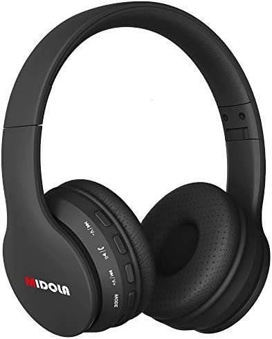 Headphones Bluetooth Wireless Kids Volume Limit 85dB /110dB Over Ear Foldable Noise Protection Headset AUX 3.5mm Cord Mic for Children Boy Girl Travel School Phone Pad Tablet PC Black
