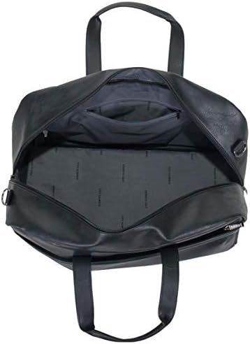 Kenneth Cole REACTION Port Stanley Duffel Pebbled Vegan Leather Carry On Shoulder Duffle Travel Bag, Black, 15" Laptop - Image 8