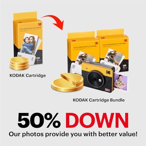KODAK Mini Shot 3 Retro 4PASS 2-in-1 Instant Digital Camera and Photo Printer (3x3 inches) + 60 Sheets Cartridge Bundle, White - Image 2