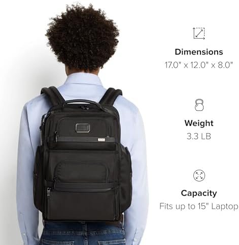 TUMI - Alpha Brief Pack - 15" Laptop Backpack with Padded Adjustable Straps - Stores Laptop, Tablet, Toiletries, Snacks, Ipad - Black - Image 7