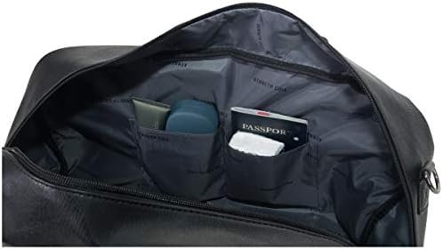 Kenneth Cole REACTION Port Stanley Duffel Pebbled Vegan Leather Carry On Shoulder Duffle Travel Bag, Black, 15" Laptop - Image 4