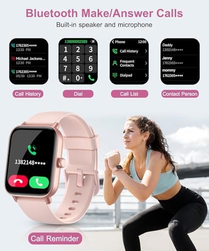 Smart Watch for Men Women with Bluetooth Call,Alexa Built-in,1.8" DIY Dial Fitness Tracker with Heart Rate Blood Oxygen Sleep Monitor 100 Sports Modes IP68 Waterproof Smartwatch for Android iOS(Black) - Image 2